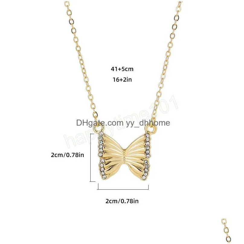 simple gold color metal butterfly pendant necklace for women fashion geometric animal link chain choker necklace jewelry