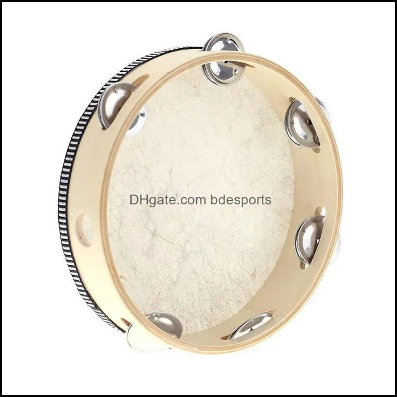 drum 6 inches tambourine bell hand held tambourine birch metal jingles kids school musical toy ktv party percussion toy 175c3