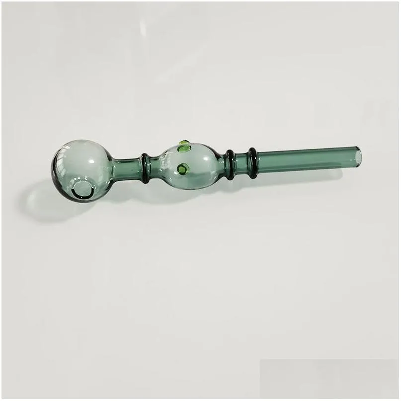 glass oil burner pipes thick pyrex cool glass lake green tobacco pipe for smoking bubbler handcraft glassware herb cigarette tube dot nail burning jumbo