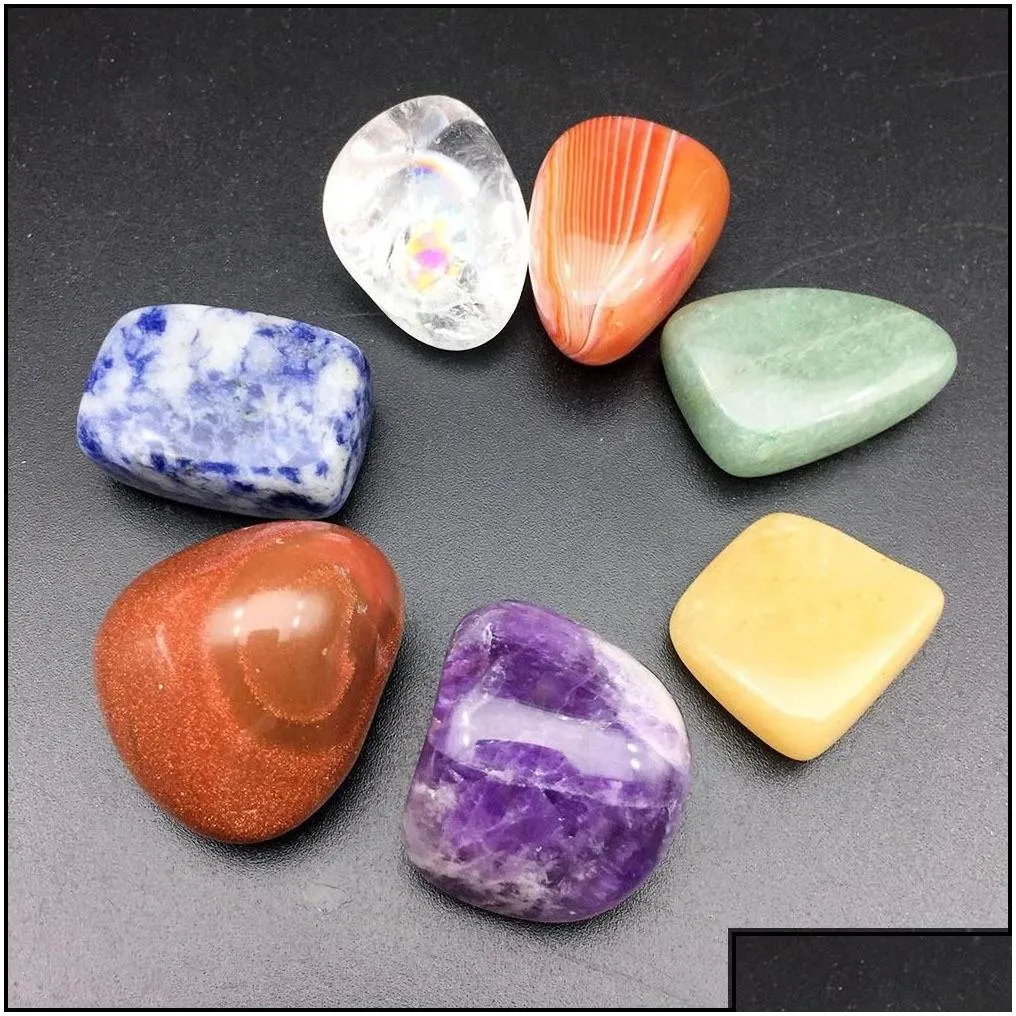 stone irregar seven chakra energy stone combination set natural healing crystal gemstone ornaments decoration gifts bag for children