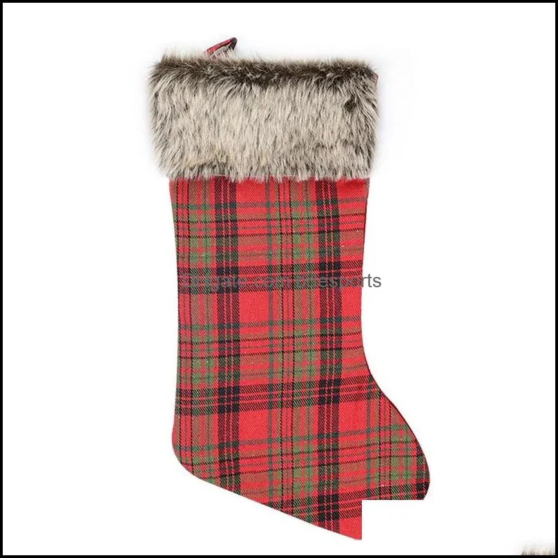 christmas decorations santa claus gift socks plush christmas stocking with hanging rope for xmas tree ornament 2018 e3