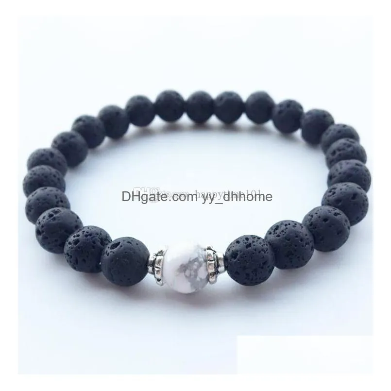 natural stone bracelets lava volcanic stone white turquoise bracelet lovers bracelets handmade beads bracelets for men women