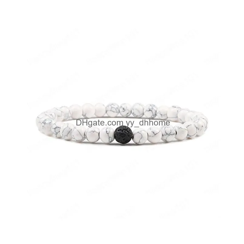 classic 6mm natural stone white beaded bracelets for men women charm tiger eye healing bead stretch bracelet bangle yoga jewelry