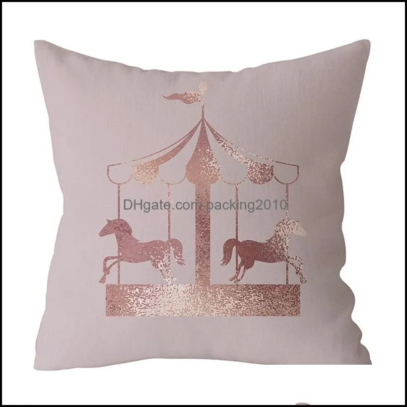 polyester fiber cushion cover rose golden color pillow case flower butterfly merry go round pattern pillowcase arrival 4mda l1