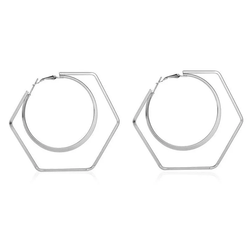 trendy big hoop stud earrings for women exaggerated large square earrings punk jewelry 209 d3