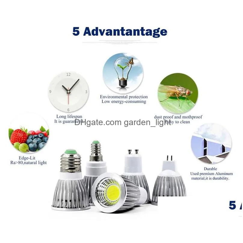 cob led spotlight 9w 12w 15w led lights e27 e14 gu10 gu5.3 ac85265v mr16 dc12v cob led bulbs