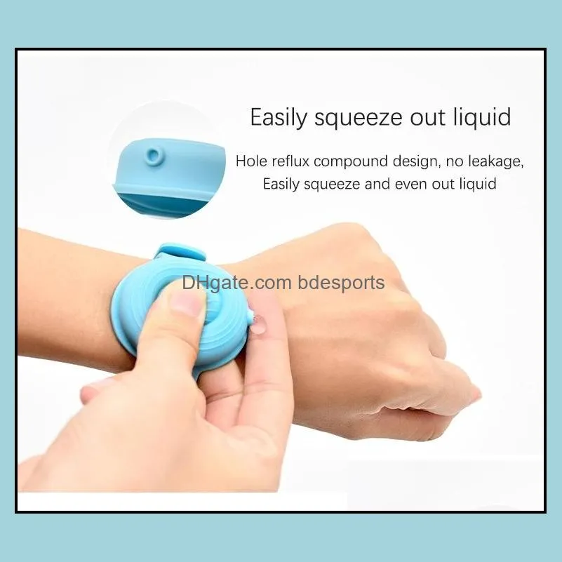 refillable silicone sanitizer wristbands hand sanitizer bracelet dispenser wearable sanitizering dispenser with 20ml squeeze bottle 138