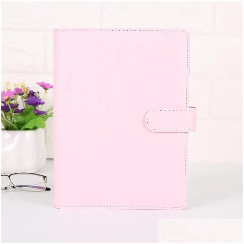 a6 pu leather notebook binder macaron color 19x13cm refillable 6 ring binder a6 filler paper magnetic buckle closure custom diy 99 s2