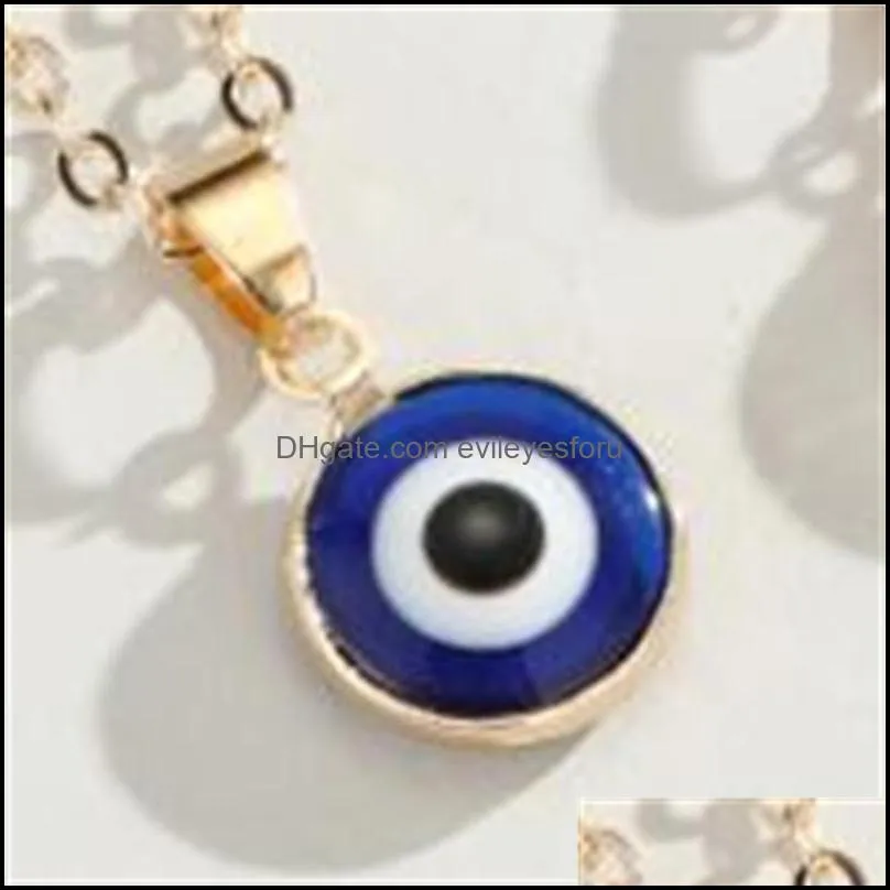 2021 vintage ethnic round turkey evil eye necklace for women gold silver color blue eye pendant choker clavicle chain turkish jewelry 563