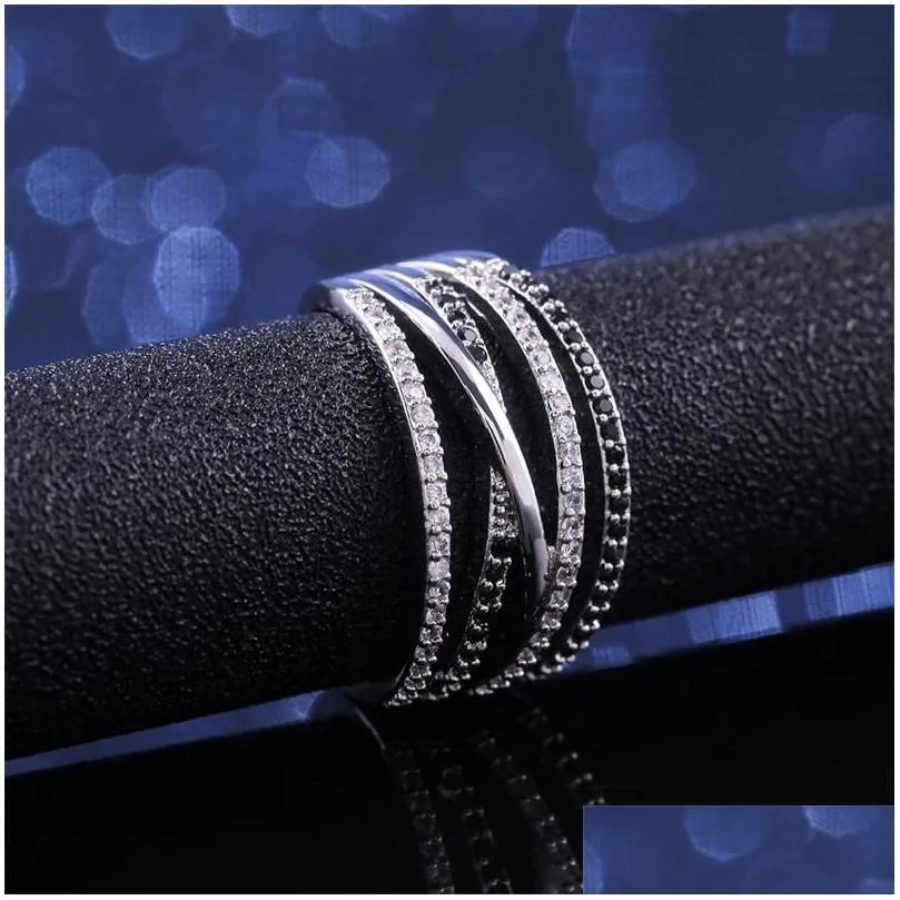 twist ethnic style women wedding rings with black white stone micro paved surprise gift for women trendy jewelry ring 25 d3