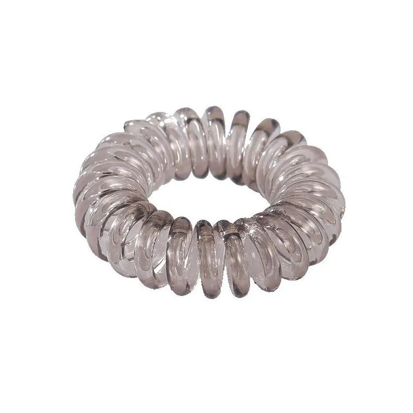 telephone wire elastic clear hair rubber bands plastic no crease coil hairtie ponytail hairaccessories c3