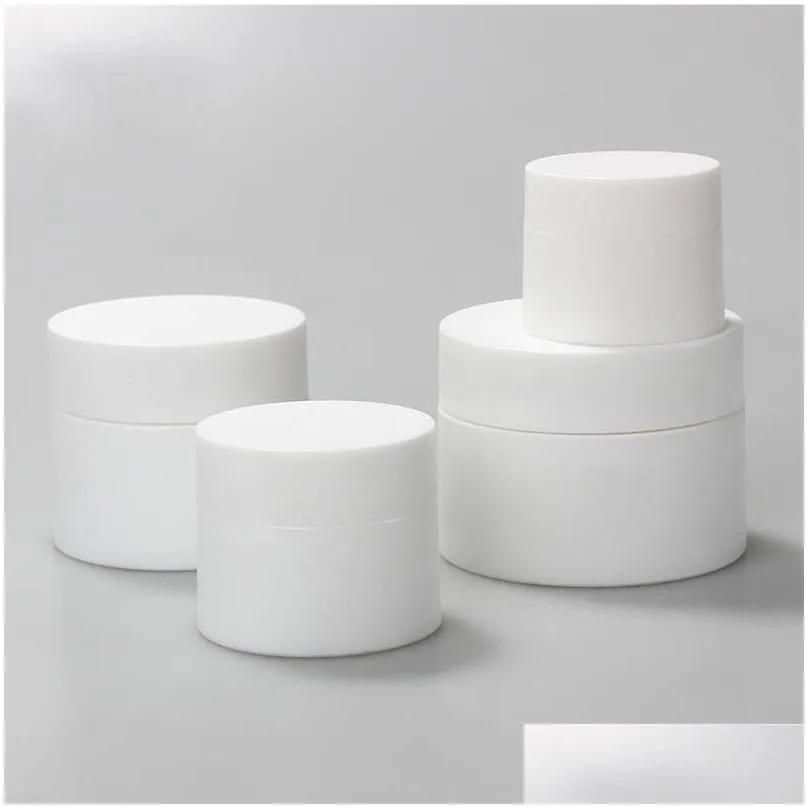 high quality 15g 30g 50g white plastic cosmetic cream jars with lid empty lotion batom container sample packaging bottles 420 j2