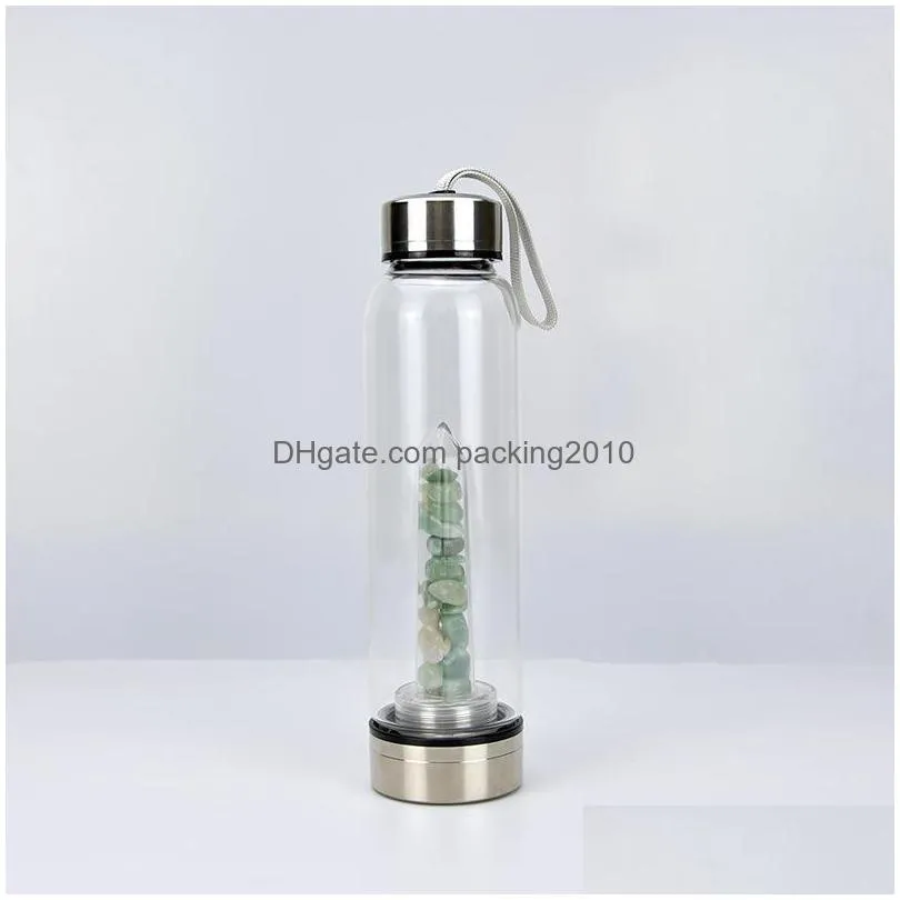 natural quartz gem glass water bottle direct drinking water crystal cup 8 coffee drink supplies sea freight inventory wholesale