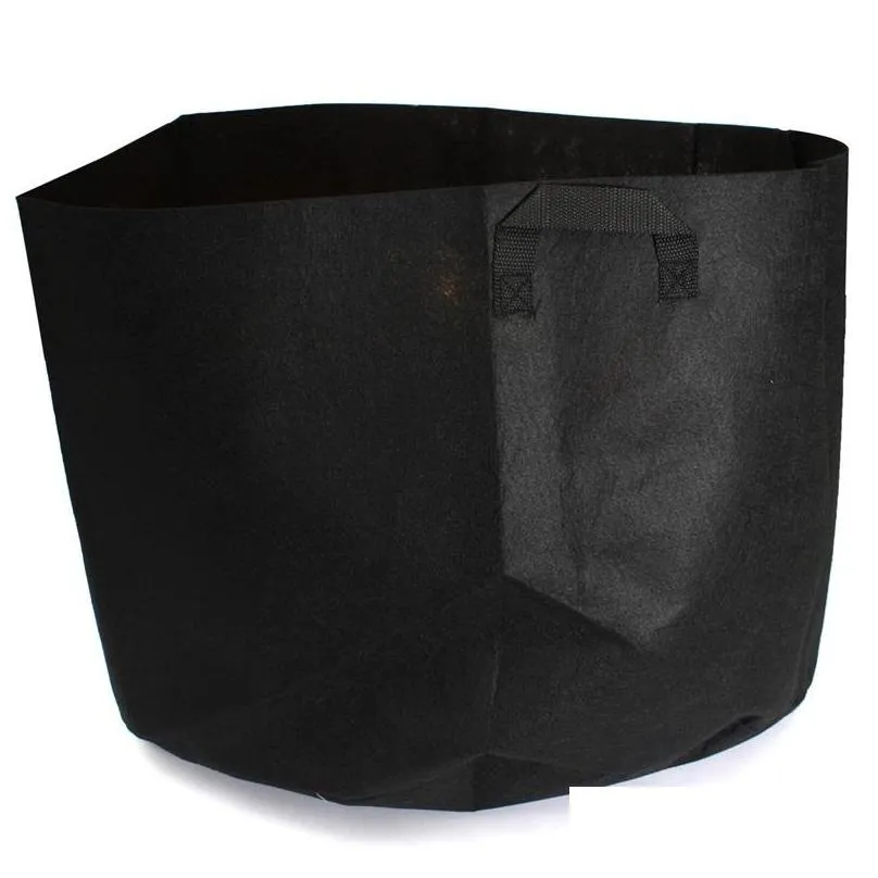 round container flowerpot planters creative non woven fabrics grow bag for practical garden planting supplies black 55sj c r