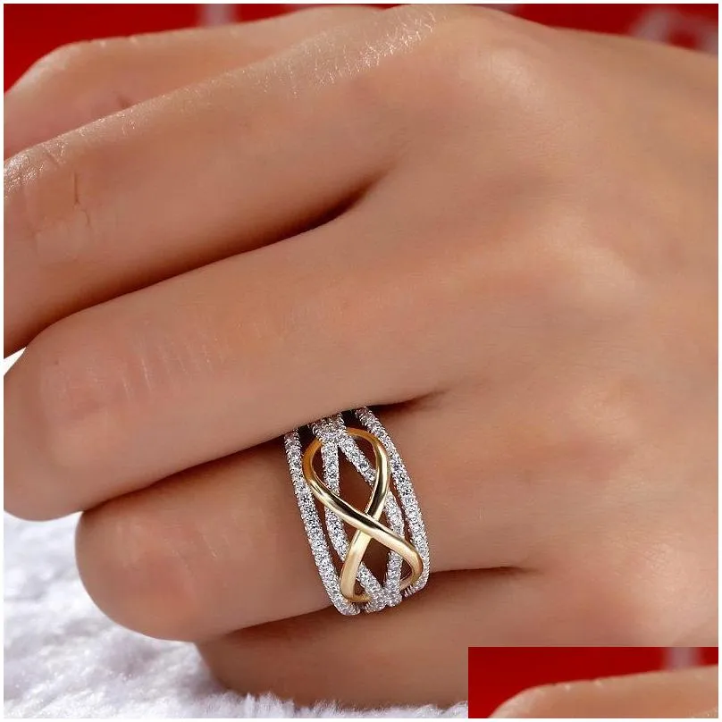 plated silver love wedding ring shining cubic zircon bowknot infinite symbol eternity promise jewelry for woman girlfriend 173 d3