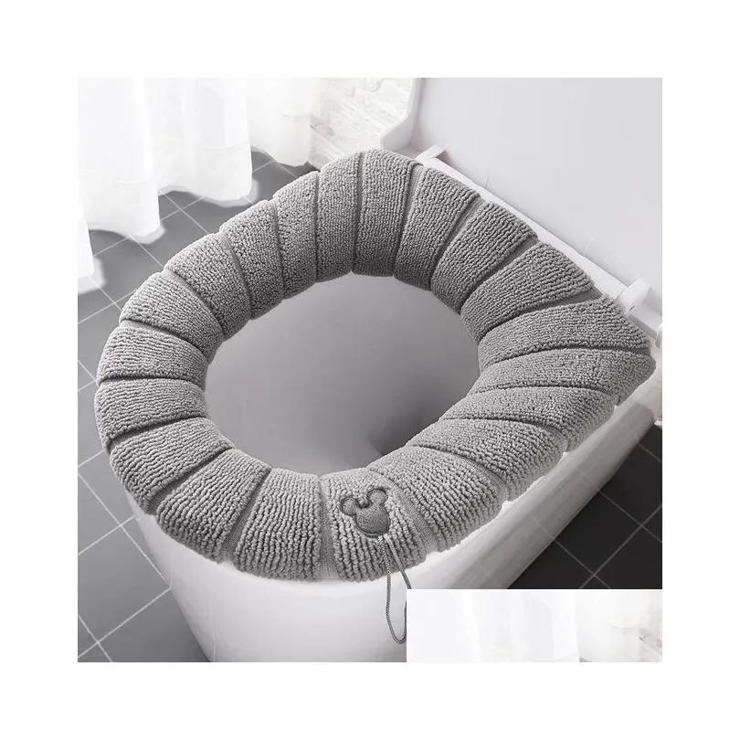 toilet seat cushion 1pcs washable bathroom accessories knit solid color soft oshaped cushion sit inventory wholesale