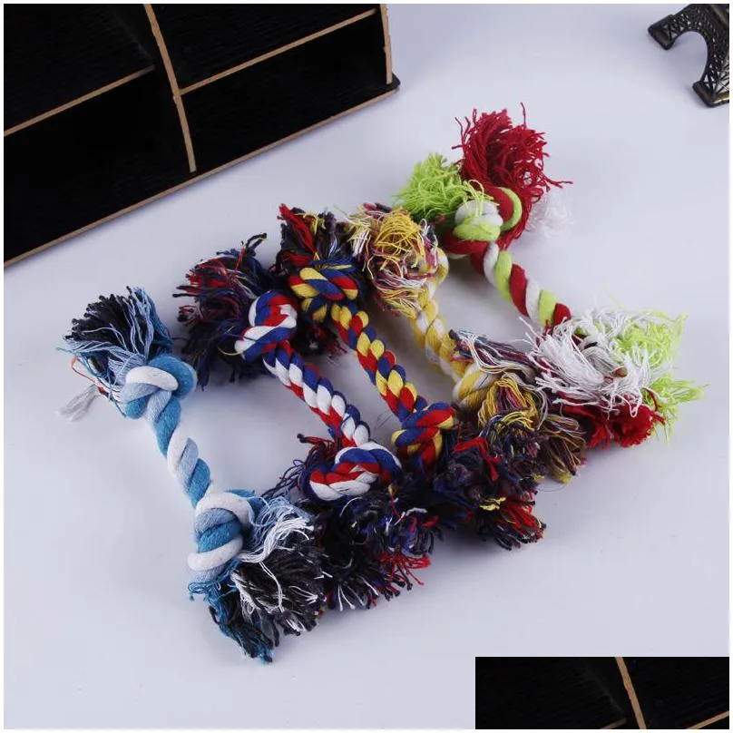 pets dogs cotton chews knot toys colorful durable braided bone rope 18cm funny dog cat toy m2