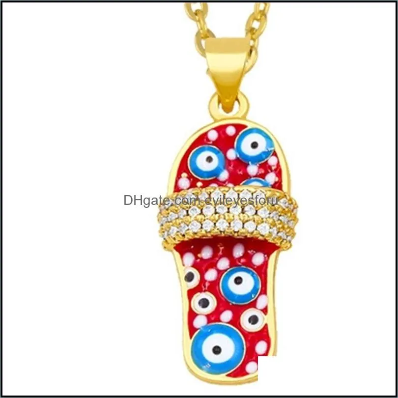 fashion jewelry evil eye slipper pendant necklace inlaid crystal blue eyes necklaces 3831 q2