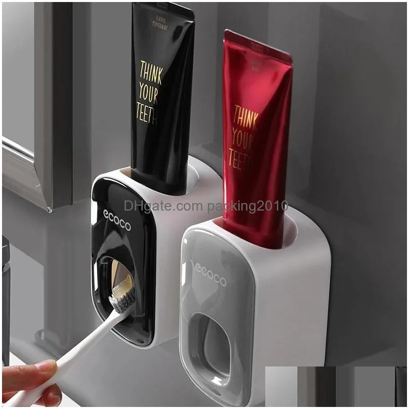 toothbrush holders ecoco automatic toothpaste machine sticker wall bathroom accessories waterproof squeeze bracket inventory wholesale