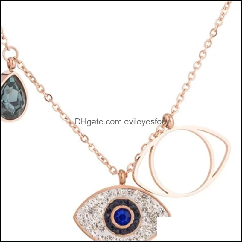 blue evil eye necklace titanium steel rose gold pendant necklaces fashion girl jewelry gift simplicity party 9an q2