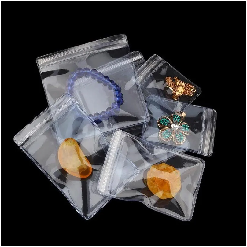 20pcs/lot transparent pvc jewelry pouches bags clear antioxidation zip lock earring pendant necklace bracelet storage holder 2757 t2