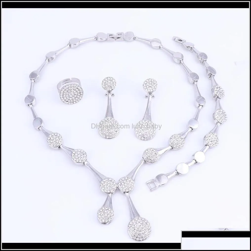 bracelet drop delivery 2021 african beads jewellery crystal wedding necklace earrings ring set womens clothing accessories bridal jewelry