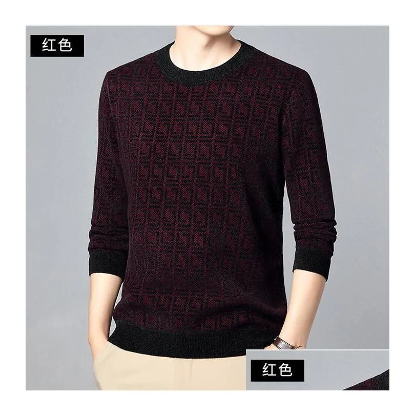 mens designers sweaters plush velvet thicken oversize 8xl knitted round neck sweater mens pullover fashion full body geometric pattern printed warm