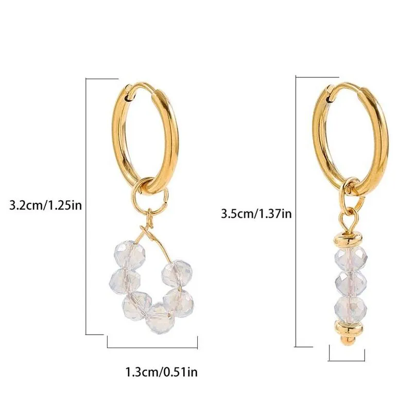 bohemian dangle earring natural stone beads hoop earrings for women golden color stainless steel circle hoops jewelry 32 d3