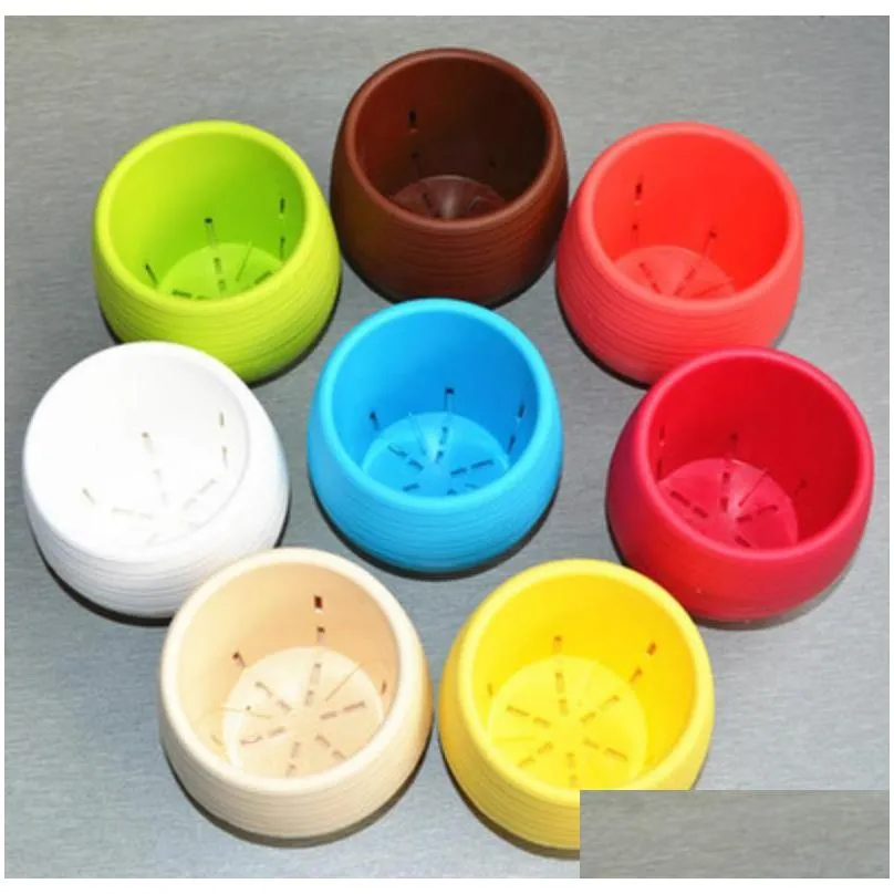 7x7cm mini flower pots round plastic succulent plant flowerpot leak water hole design flowerpots garden home desktop decor