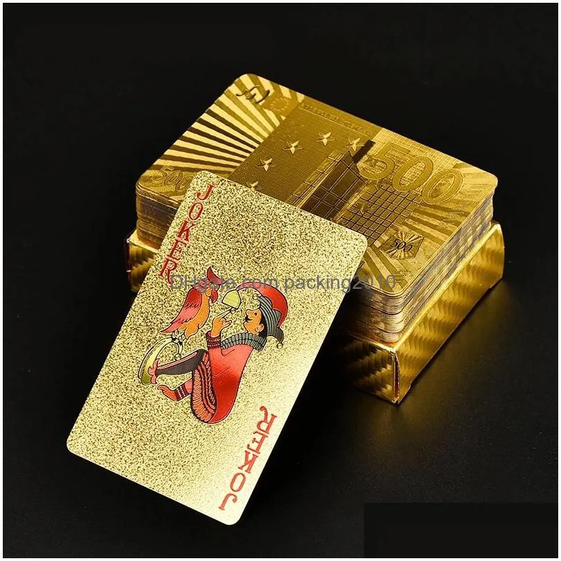 party gold foil playing cards home entertainment board game quality waterproof plastic magic poker card party supplies inventory