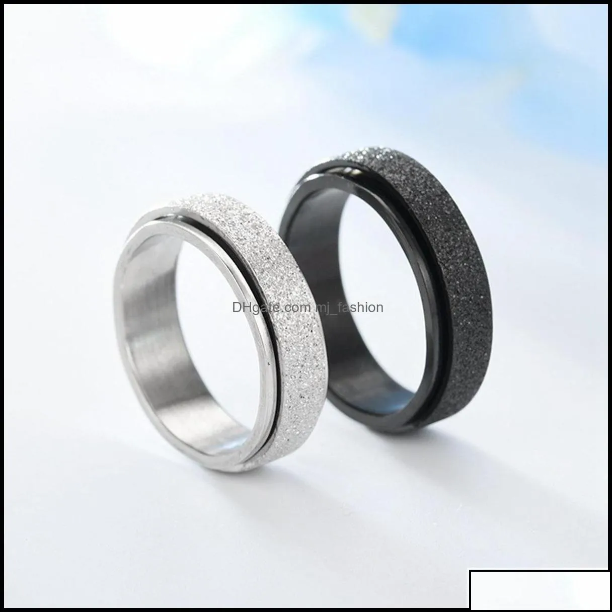 band rings women steel ring men girl boy anxiety relief 6mm fidget sier gold blue stainless jewelry perfect weddings parties celebrat