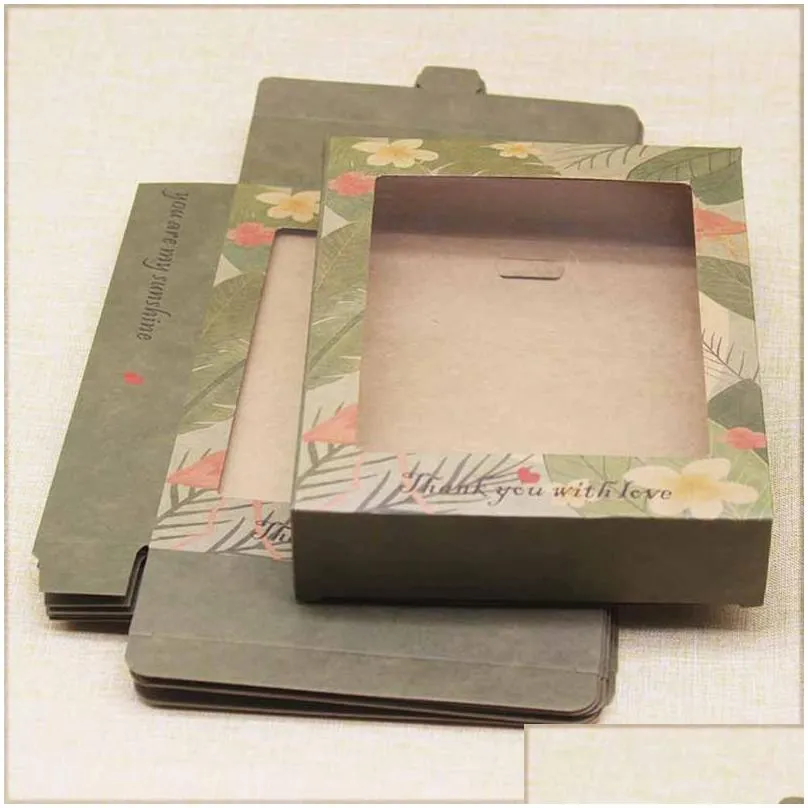 package box with window diy handmade gifts box with window marbling flower pattern kraft candy boxes 186 n2