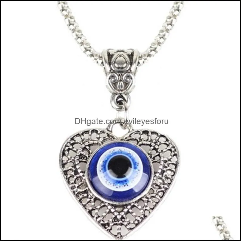 fashion jewelry hollow out heart evil eye necklace blue eyes pendant necklaces 3762 q2