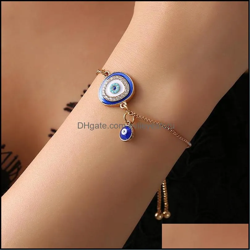 2020 turkish lucky blue crystal evil eye bracelets for women handmade gold chains lucky jewelry bracelet woman jewelry 1155 t2