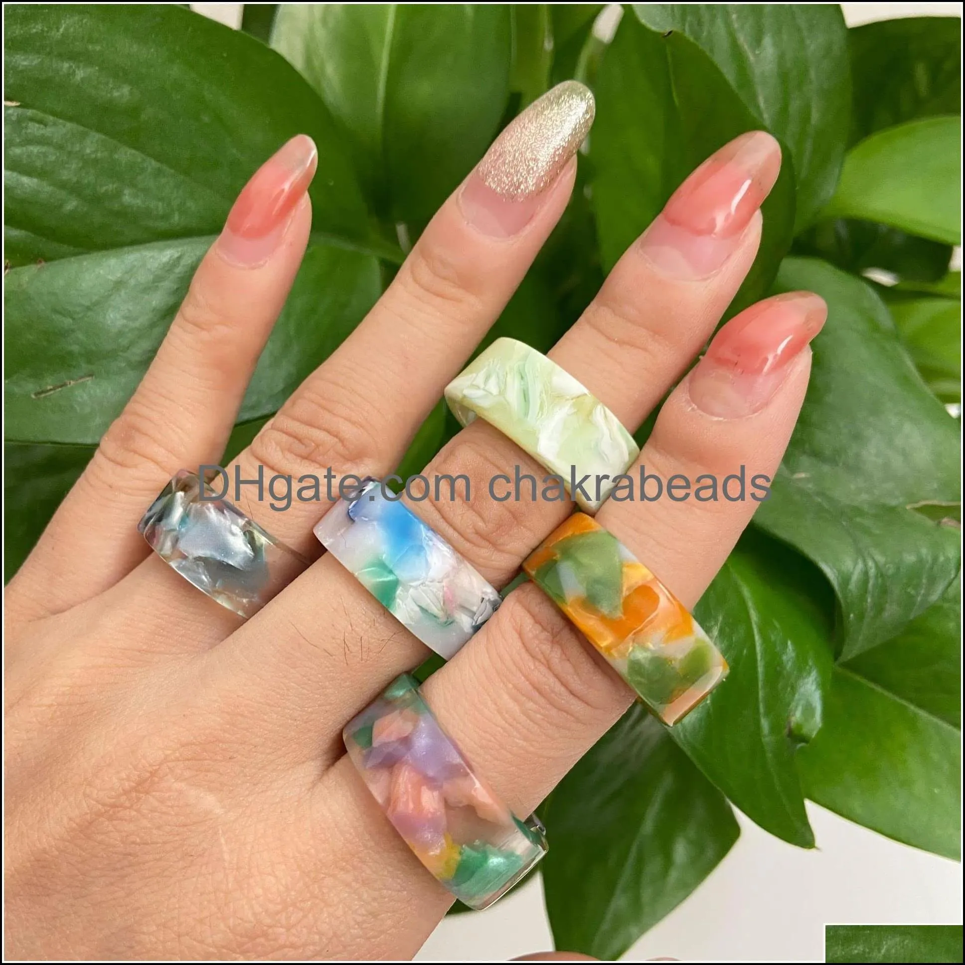 band rings resin plastic acrylic for women teen girls chunky aesthetic trendy colorf cute stackable jewelry bk statement dome thick