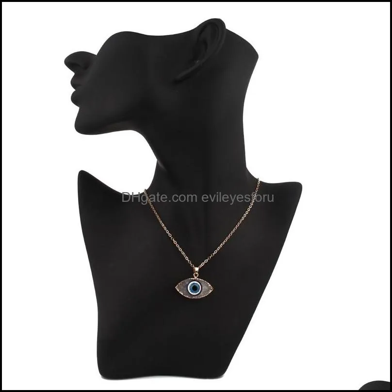 simple evil eye pendant necklace women resin handmade clavicel chains necklaces for female christmas imitation natural stone necklace 241