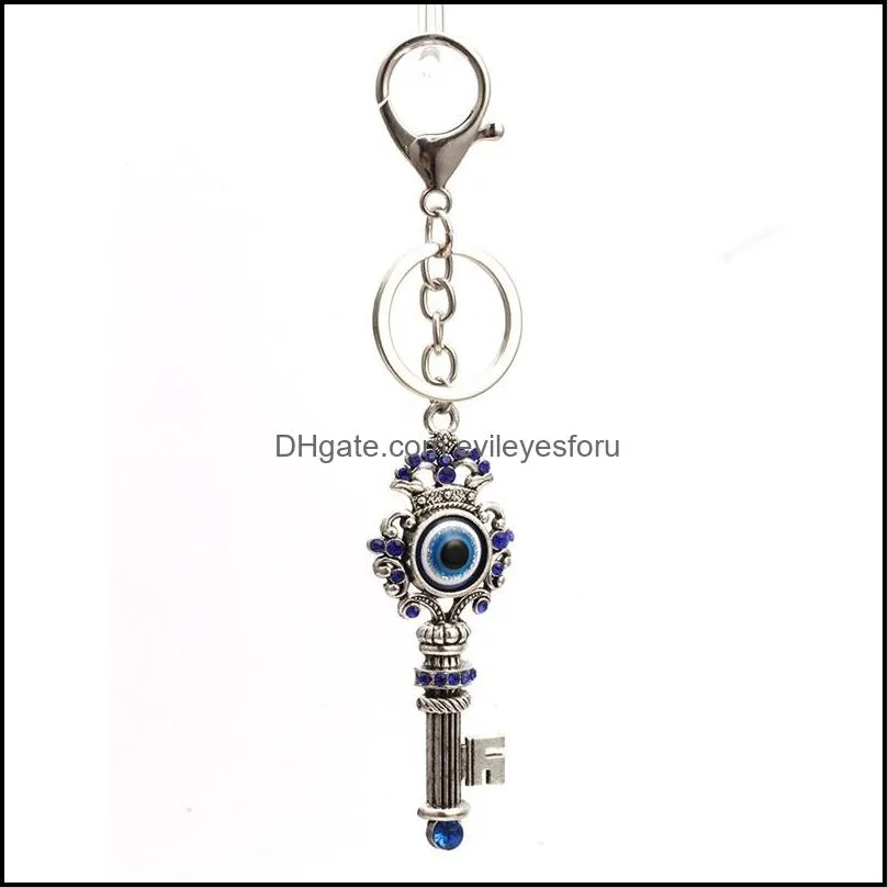  unique blue crystal key ring jewelry good quality turkey evil eye alloy keychain charm kids gifts 1253 b3