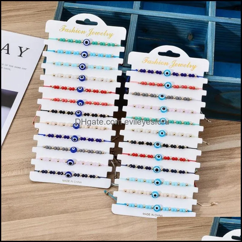 12 pcs colorful evil eye beaded bracelets handmade braided string good luck nazar amulet bangle lucky turkish religious symbol jewelry