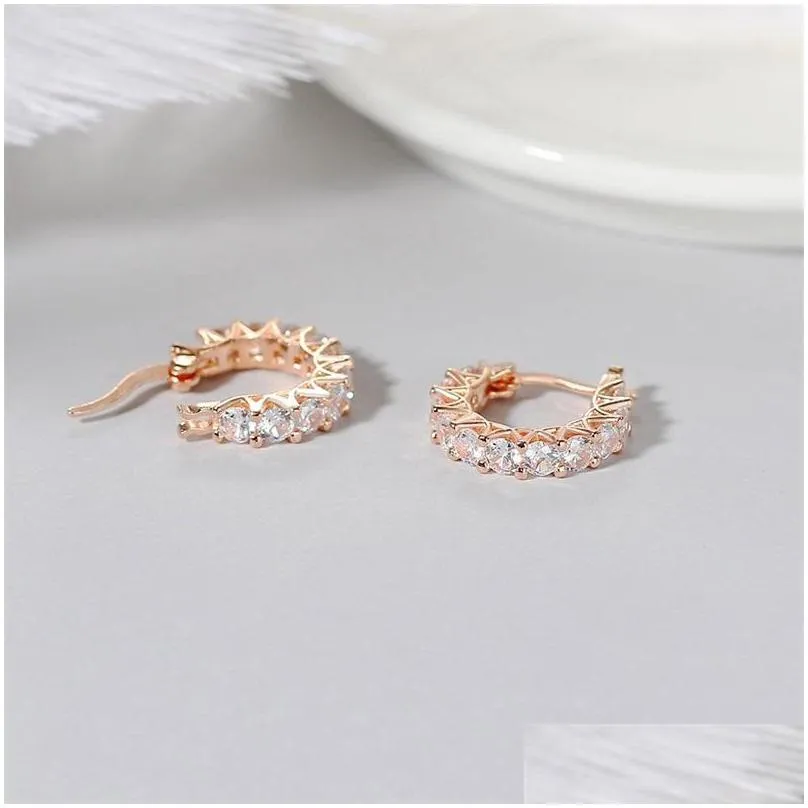high quality cubic zirconia women hoop earrings stylish girl accessories party daily wearable fashion jewelry drop ship 5610 q2