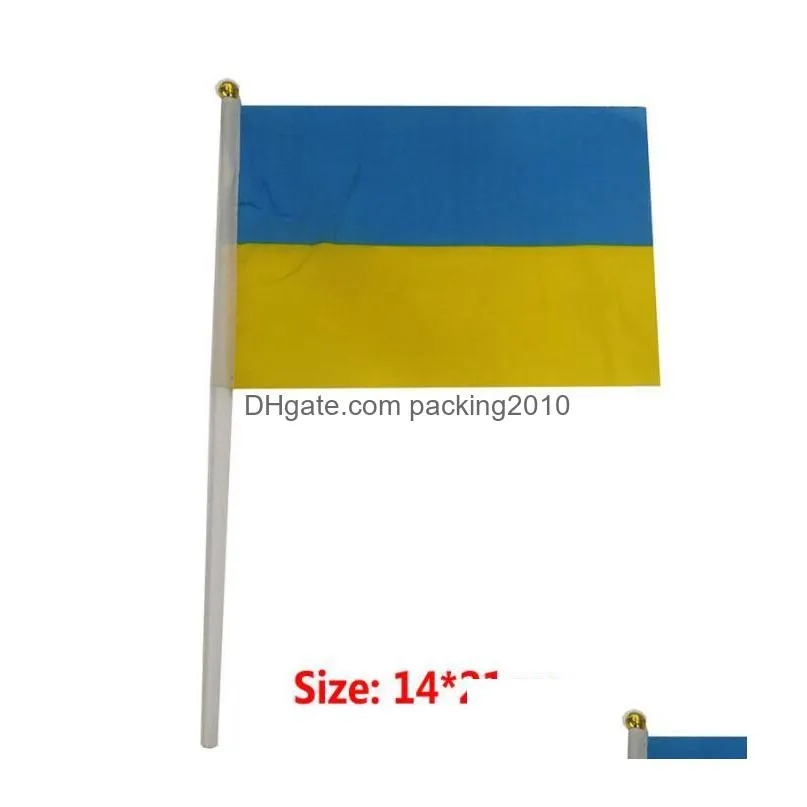 20x28cm ukraine flag with white pole handhold mini ukrainian flags inventory wholesale