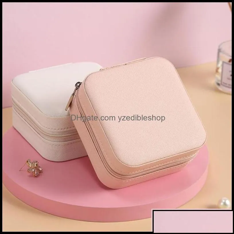 jewelry boxes packaging display portable small box women travel jewellery organizer pu leather mini case ring otswz