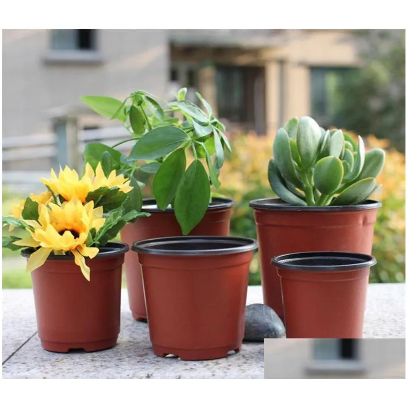 double color flower pots plastic red black nursery transplant basin unbreakable flowerpot home planters garden supplies 0 17hy7 bb