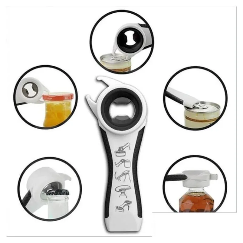 creative classic fiveinone canned beer bottle opener kitchen tool silicone handle multifunctional easytopull ring bottles opener