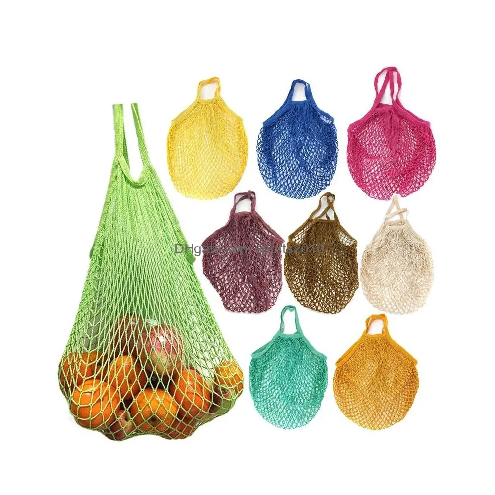 women cotton shopping net bag hollow fruit eco tote bags eco friendly holiday beach fishing nets handbag inventory wholesale