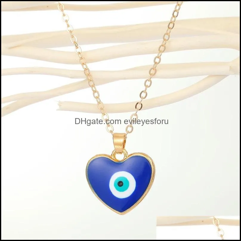 fashion colorful round heart evil eye pendant necklace resin blue eyes choker necklaces 3836 q2