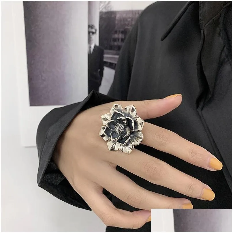 engagement wedding rings fashion creative exaggeration flower vintage punk party ring jewelry gifts for women 182 d3
