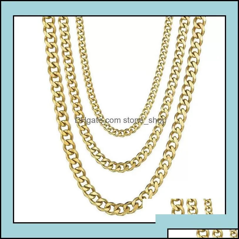 chains necklaces pendants jewelry m 5mm stainless steel cuban link gold sier black chain necklace for women men hip hop titanium choker