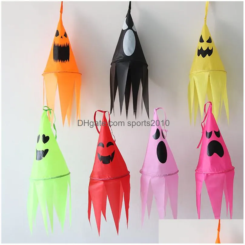 party hats supplies halloween decoration led winds tubes luminous ghost flag pendant polyester ghosts flags easter ghost face sawtooth wind