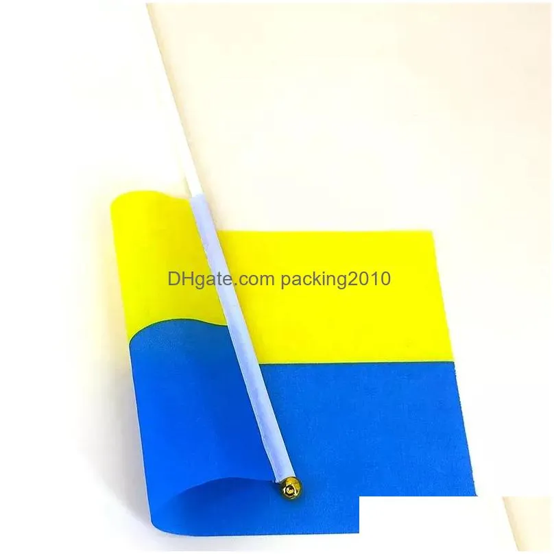 20x28cm ukraine flag with white pole handhold mini ukrainian flags inventory wholesale