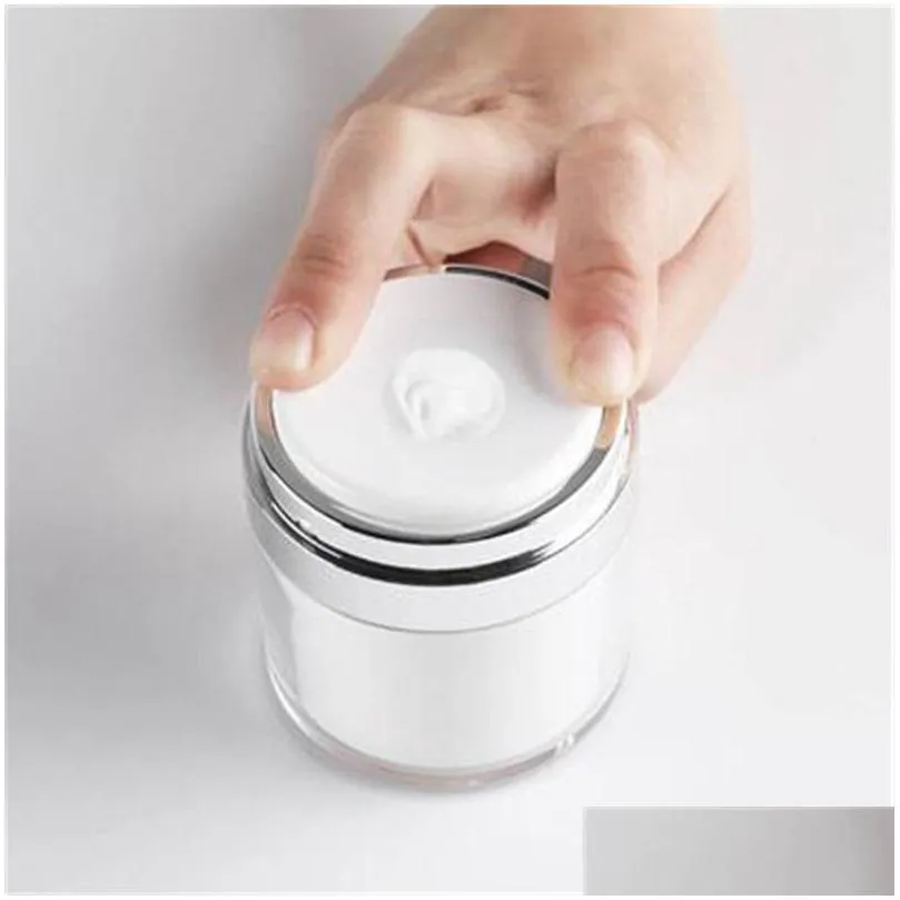 15 30 50g pearl white acrylic airless bottle round cosmetic cream jar pump cosmetics packaging bottles 2856 t2